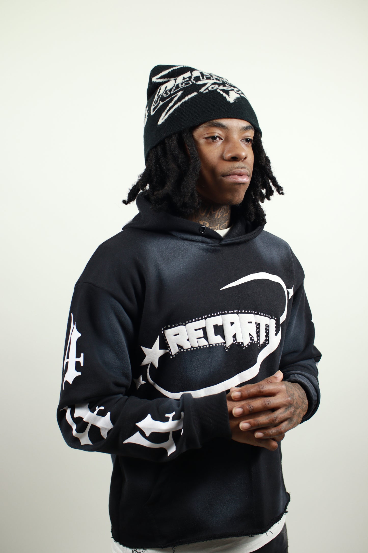 BLACK RECARTI HEAVEN SENT BEANIE (UNCUFFED)